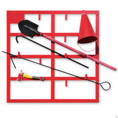 Укомплектованный открытый пожарный щит 1500х1000 (щит, багор, лом, топор, ведро 2х, лопата)